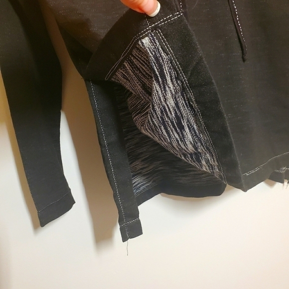 Max Studio Black Funnel Neck Hooded Pullover Sweatshirt Size Small - Picture 10 of 12